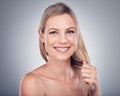 Hair care, beauty and portrait of a model in a studio with a keratin, botox and brazilian treatment. Health, wellness Royalty Free Stock Photo