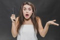 Hair Care. Closeup Of Beautiful Girl After Bath Hairbrushing Healthy Straight Brown Hair. Young Woman Brushing Her Long Royalty Free Stock Photo