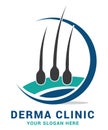 Hair care dermatology logo icon set with follicle medical diagnostics symbols. Alopecia treatment and transplantation concept. Vec Royalty Free Stock Photo