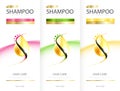 Hair care design of shampoo. cosmetic for design the effects of protection and shine and radiance of hair on a bright. Vector