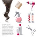 Hair care icons set