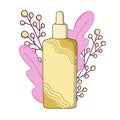 A bottle of oil, conditioner, shampoo for hair. Hair care products. Isolated object on a white background. Vector