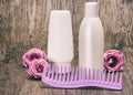 Hair care and styling products with comb Royalty Free Stock Photo