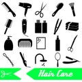 Hair care theme black simple icons set Royalty Free Stock Photo