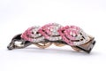 Hair clip with rhinestones isolated on a white Royalty Free Stock Photo