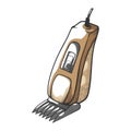 Hair clipper or beard trimmer hand drawn icon. Haircutter. Barber cutting tool.