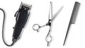 Hair clipper, Scissors, comb. Professional barber hair clipper and shears for Man haircut. Hairdresser salon equipment Royalty Free Stock Photo