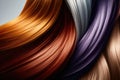 Hair colors dyed palette. Set background. Close-up. AI Generation Royalty Free Stock Photo