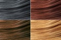 Hair Colors Palette. Hair Texture background, Hair colours set. Tints. Dyed Hair Color Samples Royalty Free Stock Photo