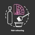 Hair colouring chalk concept icon. Hair highlighting and dyeing, hairdo. Hairstyling idea. Hairdresser, beautician salon