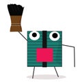 The cool and talented hair comb mascot is cleaning the mustache with a brush