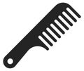 Hair comb icon. Black plastic brush symbol