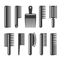 Hair Combs and Hairbrushes Icons Set. Vector