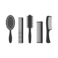 Hair combs and hairbrushes set icons. Fashion equipment collection