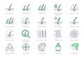 Hair cosmetic line icons. Vector illustration include icon - skincare, frizzy, repair, revitalizing, scalp, dandruff Royalty Free Stock Photo