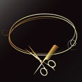 Hair curl and stylist scissors Royalty Free Stock Photo