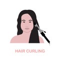 Hair Curling flat icon. Colored element sign from beauty salon collection. Flat Hair Curling icon sign for web design