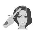 Hair curling in the hairdresser. Curling Hair single icon in monochrome style vector symbol stock illustration web.