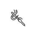 Hair curling iron line icon