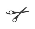 Hair cut scissor, element, black and white silhouette logo design. Professional hair scissor, salon haircut, scissoring.