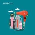 Hair cut vector flat style design illustration Royalty Free Stock Photo