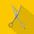 Hair cutting scissors icon, flat style