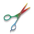 Hair cutting scissors sign. Vector. Colorful icon with bright te