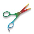 Hair cutting scissors sign. Vector. Colorful icon with bright te