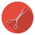 Hair-cutting shears icon in flat style on white background. Hairdressery symbol stock vector illustration.