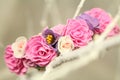 Hair decoration wreth of artificial colored flowers Royalty Free Stock Photo