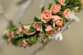Hair decoration wreth of artificial colored flowers Royalty Free Stock Photo