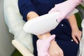 Hair depilation in the beauty salon. Laser hair removal on the arm