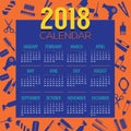 2018 Hair Dressing Stuff Icon Printable Calendar Starts Sunday