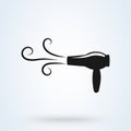 Hair dryer black solid icon vector. flat symbol illustration Royalty Free Stock Photo