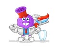 Hair dryer dentist illustration. character vector