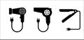 Hair dryer icon. Hairdryer sign. Hair straightener symbol. Hair straighten tool. Vector stock illustration