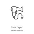 hair dryer icon vector from bed and breakfast collection. Thin line hair dryer outline icon vector illustration. Linear symbol for Royalty Free Stock Photo