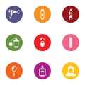 Hair drying icons set, flat style