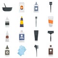 Hair dye icons set flat vector isolated Royalty Free Stock Photo