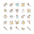 Hair dyeing icons set