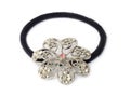 Hair elastic with silver flower