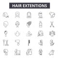 Hair extentions line icons, signs, vector set, outline illustration concept Royalty Free Stock Photo