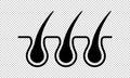 Hair follicle growth line icon. Trichoscopy: medical diagnostics of scalp disease. Laser depilation and care of human skin