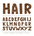 Hair font style alphabet, Vector illustration