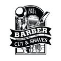 Barber Shop Hair Salon Hair Stylist Vintage logo Luxury Pomade Retro Royal Vector