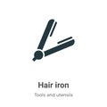 Hair iron vector icon on white background. Flat vector hair iron icon symbol sign from modern tools and utensils collection for