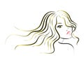 Hair logo icon women face with long hair Royalty Free Stock Photo