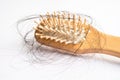 Hair loss fall with comb bush serious problem health, beauty and cosmetic concept