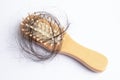 Hair loss fall with comb bush serious problem health, beauty and cosmetic concept