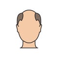 Hair loss man icon cartoon vector logo. Hair loss male scalp bald illustration